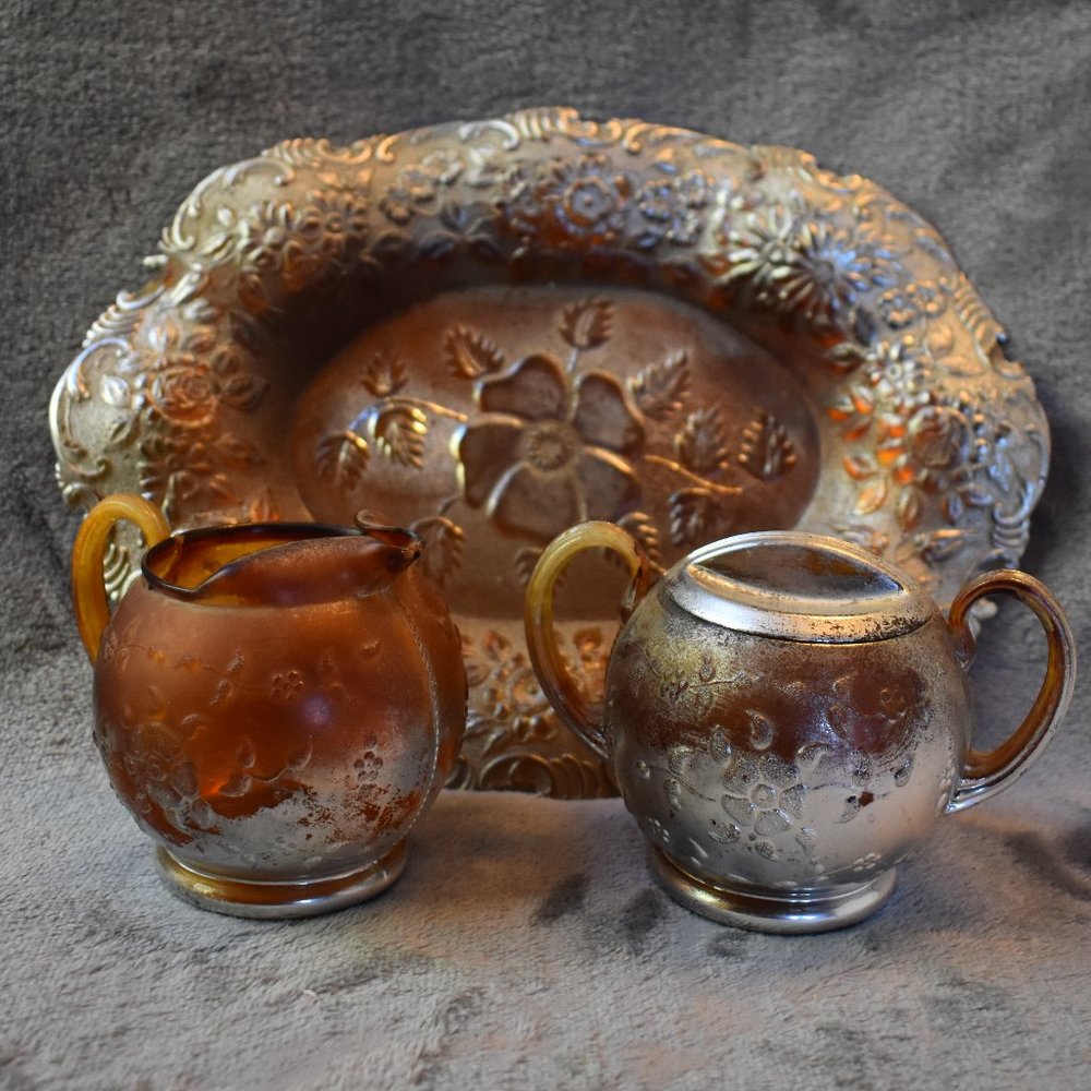 Rare VTG Steri-lite Cream & Sugar Set with Tray - Picture 2 of 15